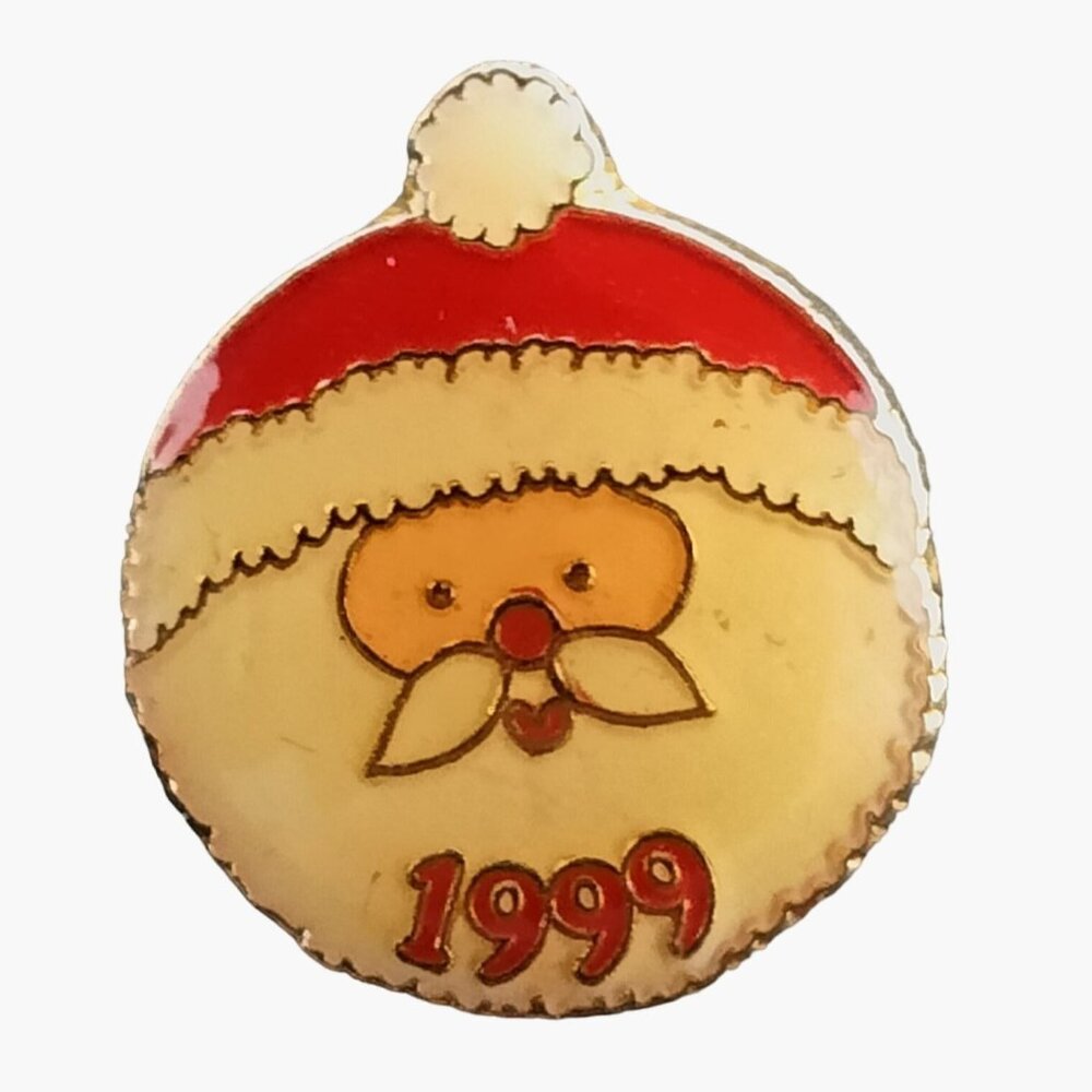 Santa Clause Pinback Pin Tie Tack Vintage 1999 Christmas Holiday Enamel Jewelry